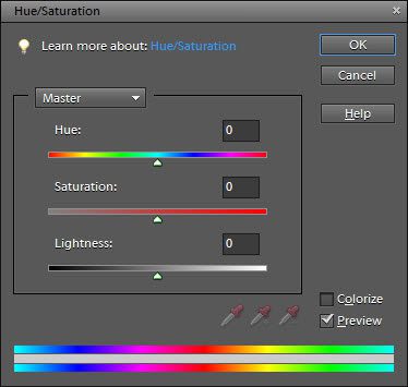 تغییر مدل رنگ مو با ابزار Hue/Saturation در فتوشاپ